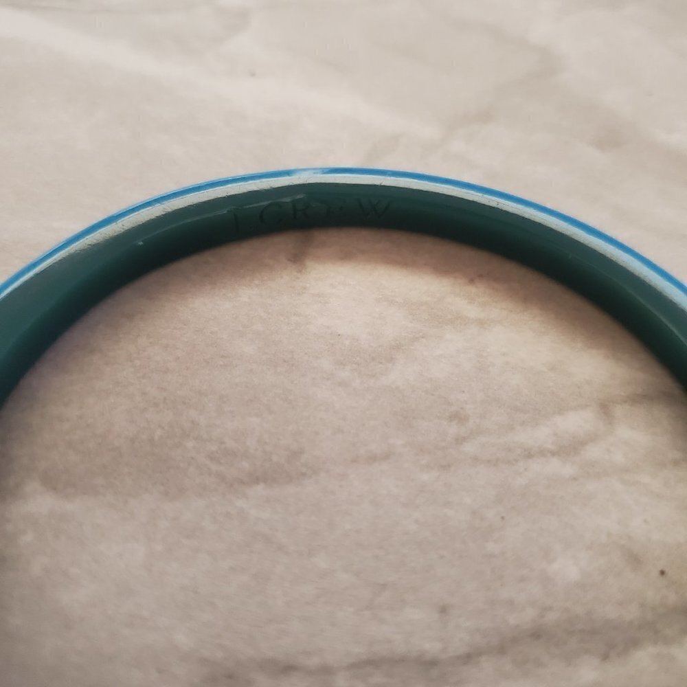 💙 Vitnage 1980s 80s J.Crew Two Tone Blue Retro Mod Bangle Bracelet 💙 - Picture 3 of 4